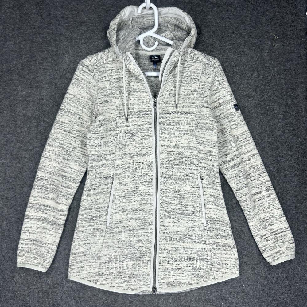 Kuhl Ascendyr Long Jacket Womens‎ XS Heathered Gray Fleece Full Zip Hooded